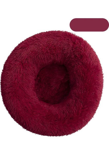 Gd-10-Kırmızı Şarap Stili 50CM Pet Köpek Yatağı Sıcak Polar Yuvarlak Köpek Kulübesi Evi Uzun Peluş Kış Evcil Köpek Büyük Köpekler Yatak Labradorlar Evi Yuvarlak Köpek Yatağı (Yurt Dışından)