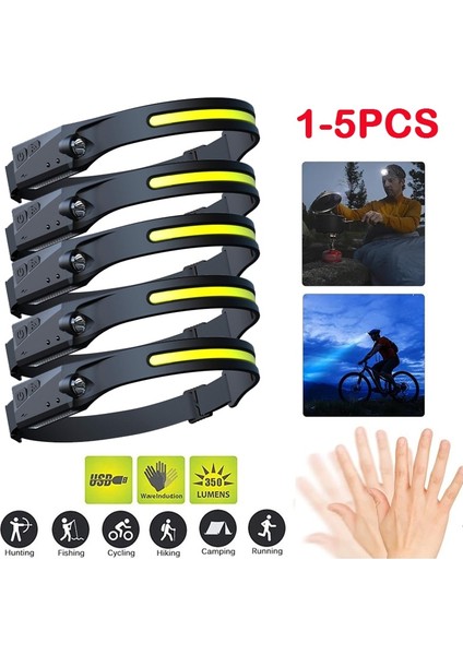 4 Adet 1- Indüksiyon Far 10W LED Cob Kafa Lambası, Dahili Pil El Feneri USB Şarj Edilebilir 4 Mod Aydınlatma Kafa Feneri (Yurt Dışından) modelleri