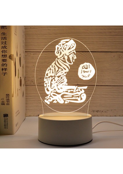 Bir Beyaz Eıd Mubarak 3D Akrilik LED Gece Lambası Islam Müslüman Ramazan Festivali Malzemeleri Ev Dekorasyon Için Gece Lambası Yatak Odası Dekoru (Yurt Dışından)