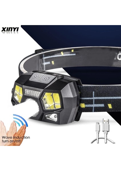 Turuncu Lümen LED Far Süper Parlak Hareket Sensörü Eller Serbest Güçlü Far USB Şarj Edilebilir Kafa Lambası Işığı Su Geçirmez (Yurt Dışından) fiyatları