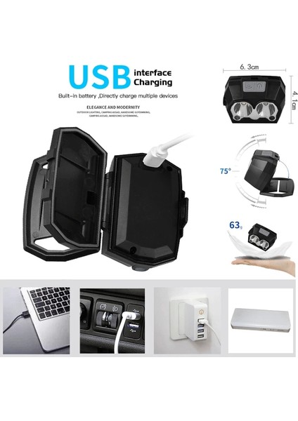 Turuncu Lümen LED Far Süper Parlak Hareket Sensörü Eller Serbest Güçlü Far USB Şarj Edilebilir Kafa Lambası Işığı Su Geçirmez (Yurt Dışından) indirimleri