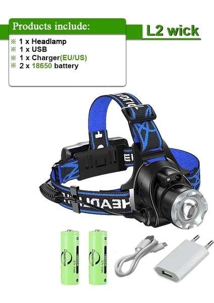 L2-C-18650 Lümen Xhowerful LED Far XHP160 USB Şarj Edilebilir Far Başkanı El Feneri Balıkçılık Kamp Kafa Lambası (Yurt Dışından)