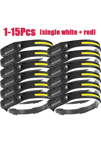 6 Adet Tarzı Kırmızı 1-Ob LED Far Sensörü Far El Feneri USB Şarj Edilebilir Kafa Lambası Torch 4 Aydınlatma Modu Çalışma Işığı Dış Mekan (Yurt Dışından)