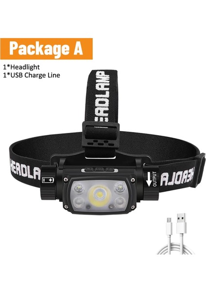 200A-1 Far USB Güçlü LED Şarj Edilebilir 3 Modlu Indüksiyon Far Pille XHP50 Gece Açık Havada Kamp Için El Feneri (Yurt Dışından)