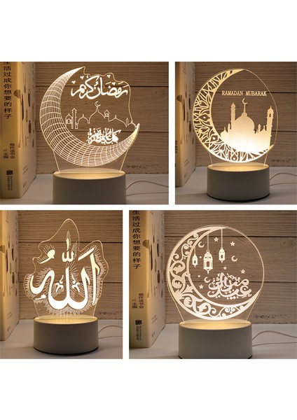 Bir Beyaz Eıd Mubarak 3D Akrilik LED Gece Lambası Islam Müslüman Ramazan Festivali Malzemeleri Ev Dekorasyon Için Gece Lambası Yatak Odası Dekoru (Yurt Dışından)