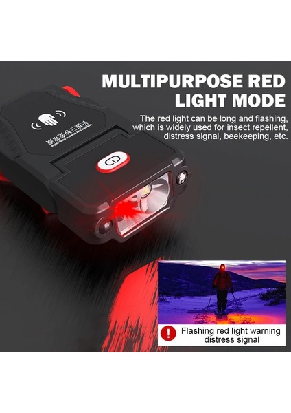 Siyah Siyah Mini LED Sensör Far Kamp Çalışma Işığı Balıkçılık Far USB Şarj Edilebilir Ayarlanabilir Açı Dış Aydınlatma Malzemeleri (Yurt Dışından) indirimleri