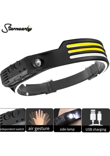 E Cob LED Far USB Şarj Edilebilir Kafa Lambası Tortrip Silikon Su Geçirmez Far Dahili Pil Flaş Işığı Dış Mekan (Yurt Dışından) modelleri