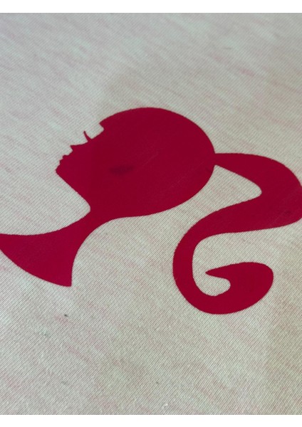 9x8 cm Pembe Saçlı Kız Ütüile Yapışaan Transfer Baskı Kot Kumaş Arma