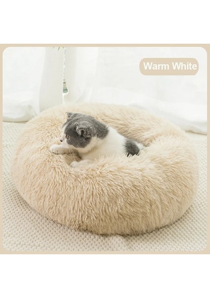Sıcak Beyaz Tarzı 40CM Pet Köpek Yatağı Rahat Donut Sarılma Yuvarlak Köpek Kulübesi Ultra Yumuşak Yıkanabilir Köpek ve Kedi Yastık Yatağı Kış Sıcak Kanepe (Yurt Dışından)