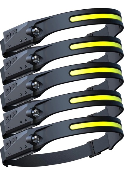 5 Adet Mini Şarj Edilebilir Güçlü Sensör Far Balıkçılık Kamp USB Kafa El Feneri Cob LED Kafa Işıklı Fener Farlar Ön Fener (Yurt Dışından)