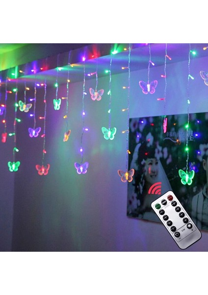 3,5m-Romote-Pil Tarzı Pembe 3.5m Kelebek LED Strıng Şerit Festivali Tatil Icicle Perde Işıklar Noel Düğün Lammd Euus Fiş (Yurt Dışından) fırsatları