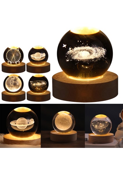 No.3 Boyutu Astronomi Kristal Işıklar Parlayan Gezegen Galaxy Astronot Topu Gece Işıkları Başucu Işık Ramazan Dekorasyon Ruh Işığı (Yurt Dışından) fiyatları