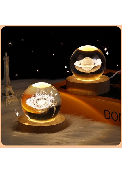 No.3 Boyutu Astronomi Kristal Işıklar Parlayan Gezegen Galaxy Astronot Topu Gece Işıkları Başucu Işık Ramazan Dekorasyon Ruh Işığı (Yurt Dışından) modelleri