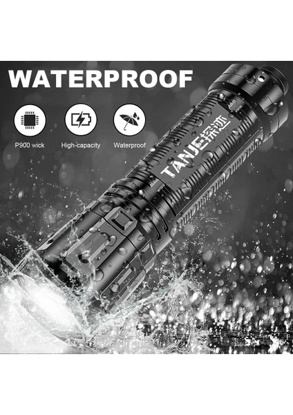 Siyah Taşınabilir LED El Feneri USB Şarj Edilebilir Cep El Feneri Su Geçirmez Torch, Camoping Yürüyüş Için Çıkış Güç Bankası Fonksiyonu ile (Yurt Dışından) modelleri