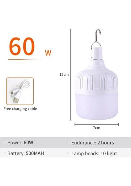 60W Taşınabilir Acil Durum Işıkları Şarj Edilebilir LED Fener Mobil Çadır Lambası ile Kanca Kamp Balıkçılık Için Veranda Sundurma Bahçe Aydınlatması (Yurt Dışından)