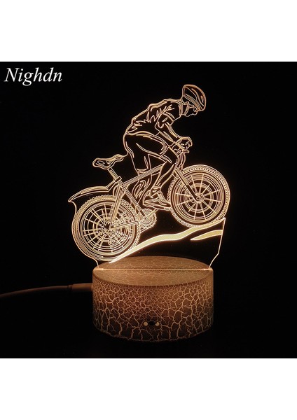 No.5 Tarzı No.4 Boyutu 3D Lamba Motosiklet Dağ Bisikleti LED Gece Lambası USB Kablosu Pil Renkli Gece Lambası Yatak Odası Dekoru Doğum Günü Hediyesi Boys Için Adam (Yurt Dışından)