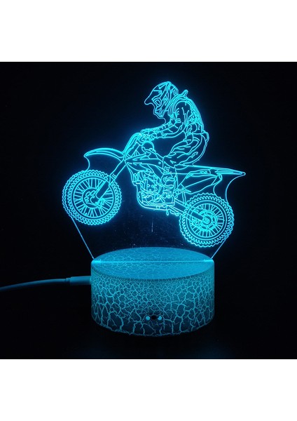 No.5 Tarzı No.4 Boyutu 3D Lamba Motosiklet Dağ Bisikleti LED Gece Lambası USB Kablosu Pil Renkli Gece Lambası Yatak Odası Dekoru Doğum Günü Hediyesi Boys Için Adam (Yurt Dışından)