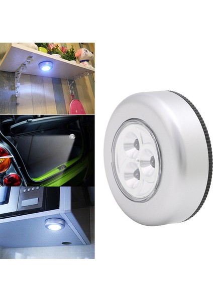 3 LED Dokunmatik Işık Basma Lambası Gece Lambası Araba Ev Duvar Kamp Pil Gücü (Yurt Dışından)
