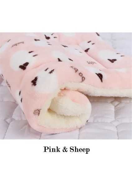 Koyun Stili ile Pembe M 61X41CM Köpek Yatak Mat Pet Battaniye Mat Battaniye Kediler Içinkalınlaştırılmış Pet Polar Ped Yatak Mat Yavru Köpek Kanepe Yastık Uyku Örtüsü (Yurt Dışından)
