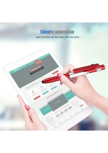 Mavi 4'ü 1 Arada Metal Stylus Çok Fonksiyonlu Kapasitif Kalem, LED El Feneri + Telefon Tutucu + Kapasitif Stylus + Tükenmez Kalemler (Yurt Dışından) fırsatları