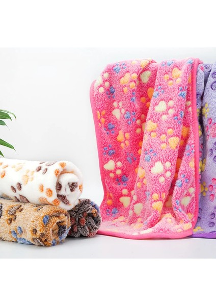 Pembe Tarzı S 40X60CM Pet Köpek Yatak Battaniye Yumuşak Polar Kedi Yastık Battaniye Havlu Kış Sıcak Pençe Baskı Yavru Köpek Uyku Örtüsü Battaniye Köpek Kedi Mat (Yurt Dışından) modelleri