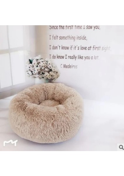 Haki Stili 50CM Dro Faux Fur Köpek Yatakları Ortopedik Donut Kedi Dro Cama Perro Köpekler Için Pet Yatak - Kendinden Isınma Kapalı Yuvarlak Yastık Sarılma (Yurt Dışından)