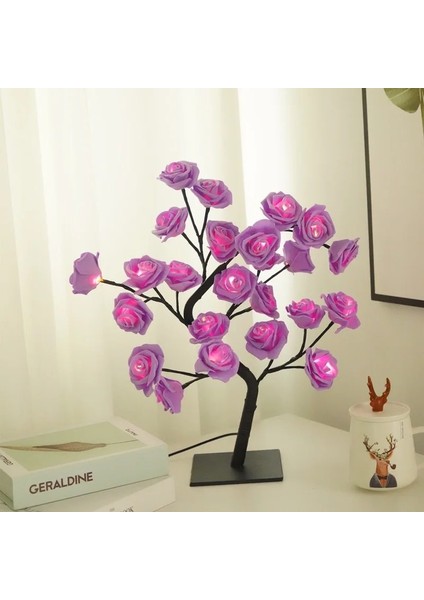 Mor Gül Ağacı Şubesi Işıkları LED Masa Lambası USB Çiçek Işıkları Su Geçirmez Dekoratif Gece Işıkları Noel Partisi Bahçe Dekorasyon (Yurt Dışından) fiyatları