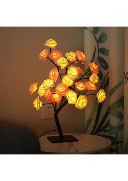 Mor Gül Ağacı Şubesi Işıkları LED Masa Lambası USB Çiçek Işıkları Su Geçirmez Dekoratif Gece Işıkları Noel Partisi Bahçe Dekorasyon (Yurt Dışından) fırsatları