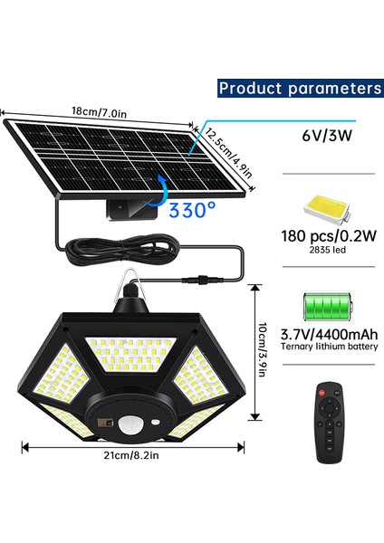 Solar Sarkıt Işıklar Dış Mekan Kapalı Uzaktan Kumandalı 180LED Güneş Enerjili Işık Hareket Sensörü Garaj Veranda Ahır Için 5 Aydınlatma Modu (Yurt Dışından) fırsatları