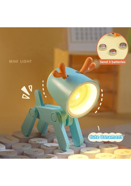 B-Sarı-Köpek LED Mini Gece Lambası Sevimli Köpek Geyik Katlanabilir Masa Lambaları Masaüstü Süs Kitap Işık Çocuk Odası Başucu Yatak Odası Dekor Tatil Hediyeler (Yurt Dışından)
