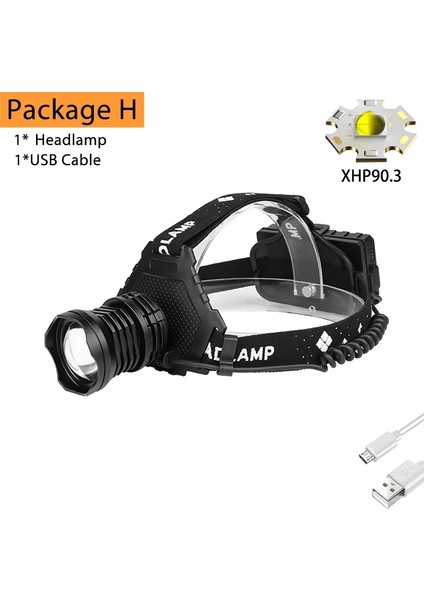 3X18650-2600MAH Tarzı H Lm Profesyonel XHP110 Far USB Şarj Edilebilir Kafa Lambası Cob Işık En Güçlü Av Feneri Su Geçirmez Kullanım (Yurt Dışından)