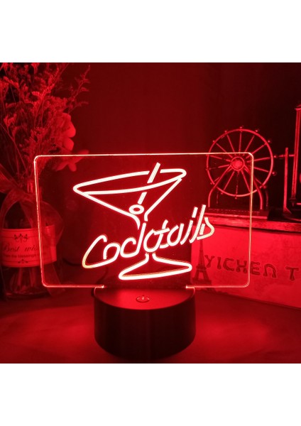 Kalkan Stili Kokteyller 3D Gece Işığı Lambası Oyun Ofis Konferans Odası Masası Kurulum Dekor Masa Oyun Konsolu Simgesi Logo Sensörlü Işık Çocuk Çocuk Başucu Hediye Doğum Günü Noel (Yurt Dışından)