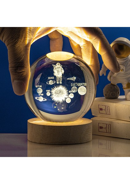 21-Denizanası 3D Kristal Top LED Gece Lambası Süs Çocuklar Doğum Günü Hediyeleri Ay Galaxy Projektörler Lamba Yatak Odası Dekoru Atmosfer Gece Lambası (Yurt Dışından)