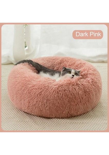 Koyu Pembe Tarzı 50CM Pet Köpek Yatağı Rahat Donut Sarılma Yuvarlak Köpek Kulübesi Ultra Yumuşak Yıkanabilir Köpek ve Kedi Yastık Yatağı Kış Sıcak Kanepe (Yurt Dışından)