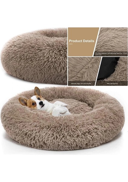 Koyu Pembe Tarzı 50CM Pet Köpek Yatağı Rahat Donut Sarılma Yuvarlak Köpek Kulübesi Ultra Yumuşak Yıkanabilir Köpek ve Kedi Yastık Yatağı Kış Sıcak Kanepe (Yurt Dışından) modelleri