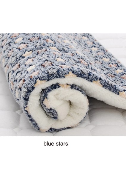 Mavi Yıldız Stili 49X32CM Yumuşak Flanel Kalınlaşmış Pet Yumuşak Polar Ped Pet Battaniye Yatak Mat Yavru Köpek Kedi Kanepe Yastık Sıcak Tutmak Uyku Örtüsü (Yurt Dışından)