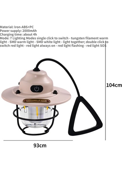 Şampanya LED Kamp Işık Kademesiz Karartma Taşınabilir Asılı Çadır Lambası Su Geçirmez Ipx4 Açık Havada Şarj Edilebilir Yürüyüş Kampı Için Ev Için (Yurt Dışından)