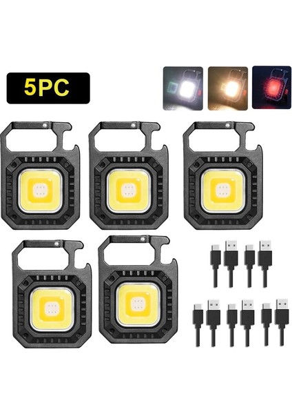 6W Mini Cob LED El Feneri Anahtarlık Işık Çok Fonksiyonlu Taşınabilir Lamba USB Şarj Acil Durum Işıkları Açık Çalışma Kamp Feneri (Yurt Dışından)