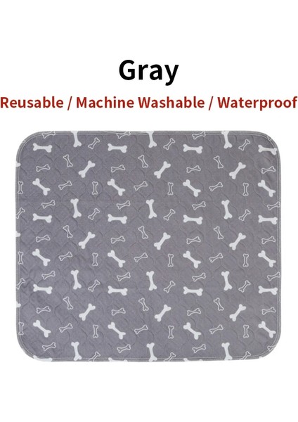 Gri Tarzı 80X90CM Yeniden Kullanılabilir Pet Idrar Pedi Yıkanabilir Köpek Kedi Bezi Mat 3 Katmanlı Emici Köpekler Bezi Pedleri Kanepe Yatak Zemin Için Kemik Pençe Baskı (Yurt Dışından)