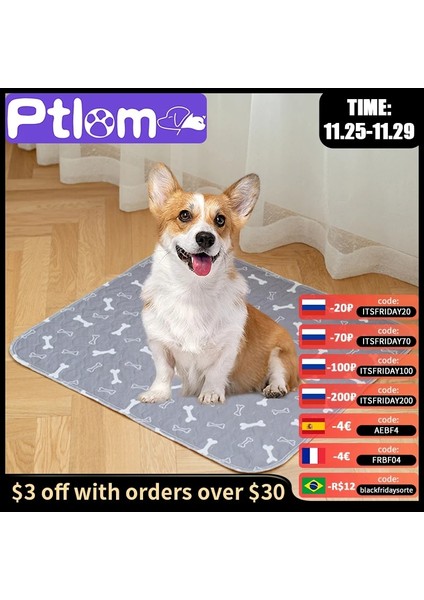 Gri Tarzı 80X90CM Yeniden Kullanılabilir Pet Idrar Pedi Yıkanabilir Köpek Kedi Bezi Mat 3 Katmanlı Emici Köpekler Bezi Pedleri Kanepe Yatak Zemin Için Kemik Pençe Baskı (Yurt Dışından) fiyatları