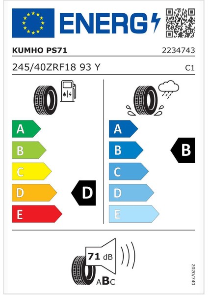 245/40 R18 93Y Ecsta Ps71 Rft Oto Yaz Lastiği ( Üretim Yılı: 2024 )