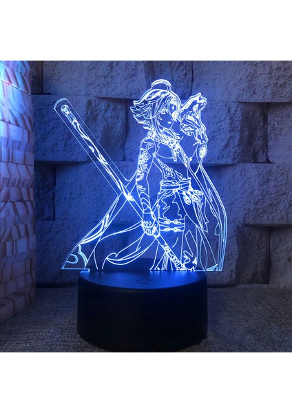 No.16 Stili No.6 Boyutu 3D Akrilik LED Gece Lambası Ge Etki Anime Figürleri Modeli Hu Tao Lamba Rgb Dokunmatik Dekoratif Masa Lambası Noel Yeni Yıl Hediyeleri (Yurt Dışından)
