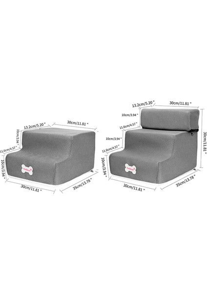 Gri Tarzı 3 Adım 35X30X30CM Katmanlar Pet Köpek Merdivenleri Basamak Pazen Katlanabilir Sökülebilir Pet Tırmanma Merdiveni Montajı Çıkarılabilir Çekyat Köpek Merdivenleri Basamaklar (Yurt Dışından)