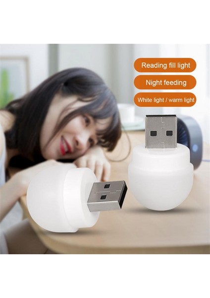 Beyaz Kapalı USB Gece Lambası Mini LED Gece Lambası USB Fiş Lambası Güç Bankası Şarj USB Kitap Işıkları Küçük Yuvarlak Okuma Göz Koruma Lambaları (Yurt Dışından) modelleri