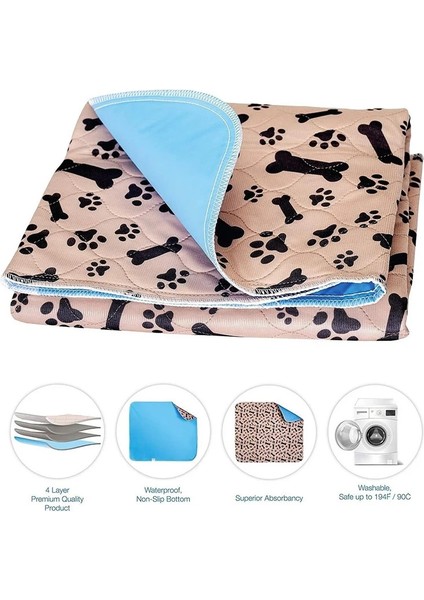 Gri Kemik Paw Stili 80X90CM Su Geçirmez Yeniden Kullanılabilir Köpek Yatak Paspasları Köpek Idrar Pedi Yavru Işemek Pet Uyku Için Hızlı Emici Ped Halı Yumuşak Halı Battaniye (Yurt Dışından)
