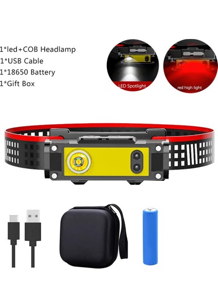 G Indüksiyon Far Cob LED Kafa Lambası Taşınabilir Su Geçirmez El Feneri USB Şarj Edilebilir Kafa Feneri 6 Aydınlatma Modu Far (Yurt Dışından)