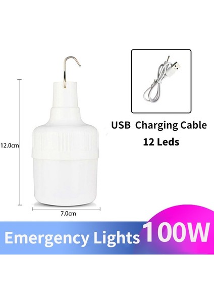 100W USB Şarj Edilebiliracil Durum Işıkları LED Açık Ampul Taşınabilir Çadır Lambası Pil Fener Barbekü Kamp Işık Veranda Sundurma Bahçe Için (Yurt Dışından)