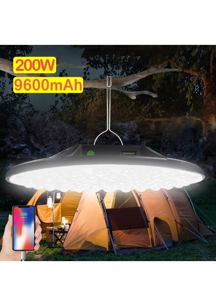 9600MAH 200W LED Kamp Lambası Ultra Ince USB Şarj Edilebilir Lamba Güç Bankası Fener Açık Çadır Işıkları Acil Durum Işıkları Barbekü Yürüyüş (Yurt Dışından) fiyatları
