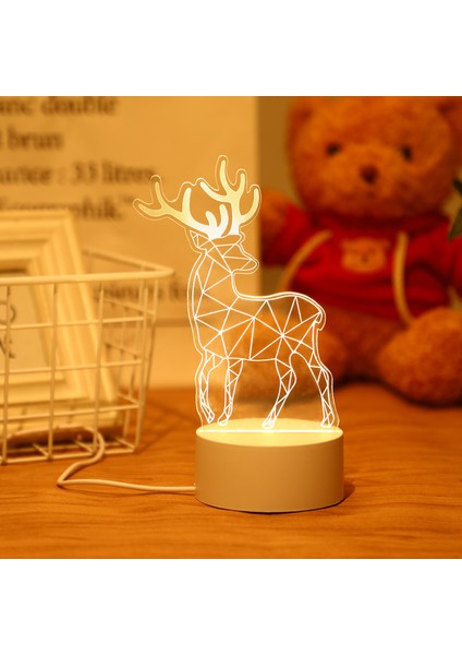 Tavşan 3D Lamba Akrilik LED Gece Işıkları Noel Partisi Dekorasyon Gece Lambası Ev Yatak Odası Dekoru Için Yeni Yıl Düğün Neon Lamba USB (Yurt Dışından) modelleri