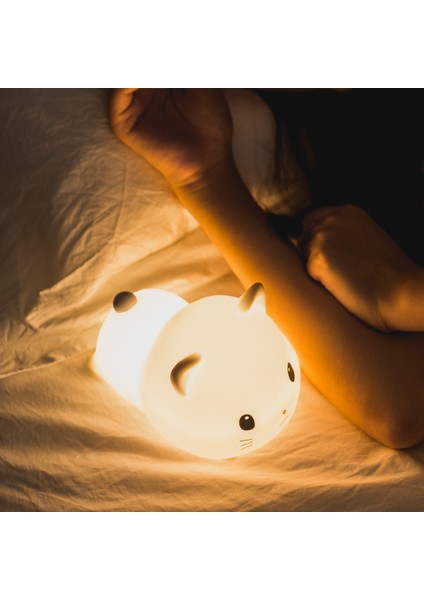 No.5 Boyutu LED Gece Lambası 7 Renk USB Şarj Edilebilir Silikon Yatak Odası Başucu Odası Lambası Dokunmatik Sensör Odası Dekor Çocuklar Için Sevimli Hediye Çocuk (Yurt Dışından)